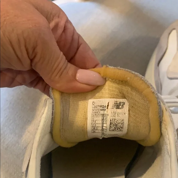 New Balance White and Taupe Sneakers - Picture 3 of 7